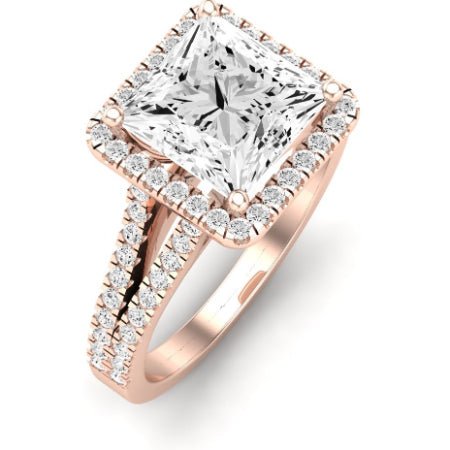 Silene Moissanite Matching Band Only ( Engagement Ring Not Included) For Ring With Princess Center rosegold