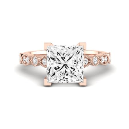 Marigold Moissanite Matching Band Only (does Not Include Engagement Ring) For Ring With Princess Center rosegold