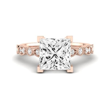 Marigold Moissanite Matching Band Only (does Not Include Engagement Ring) For Ring With Princess Center rosegold