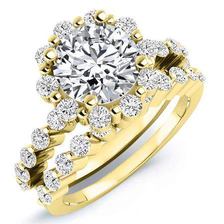 Privet Moissanite Matching Band Only (engagement Ring Not Included) For Ring With Round Center yellowgold