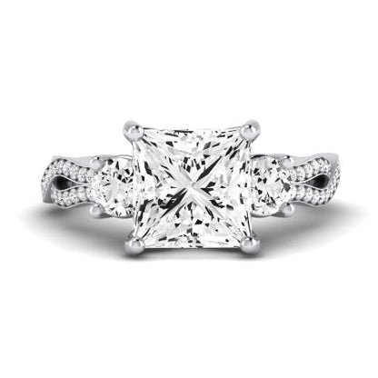 Bottlebrush Moissanite Matching Band Only (does Not Include Engagement Ring) For Ring With Princess Center whitegold