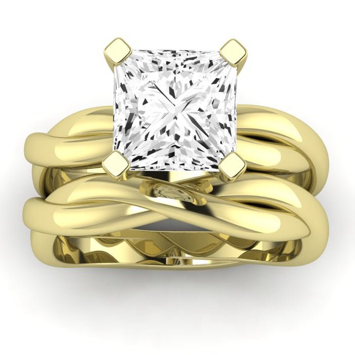 Baneberry Moissanite Matching Band Only (does Not Include Engagement Ring)  For Ring With Princess Center yellowgold