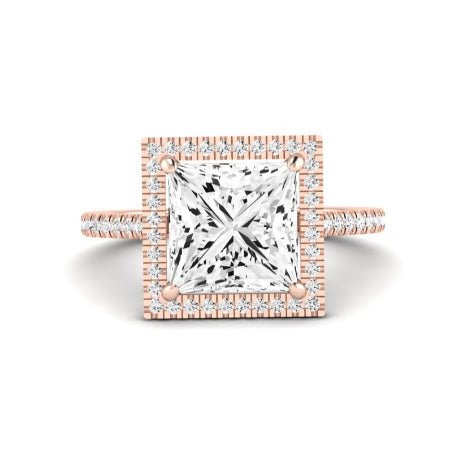 Columbine Moissanite Matching Band Only (does Not Include Engagement Ring) For Ring With Princess Center rosegold