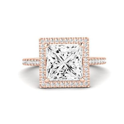 Columbine Moissanite Matching Band Only (does Not Include Engagement Ring) For Ring With Princess Center rosegold