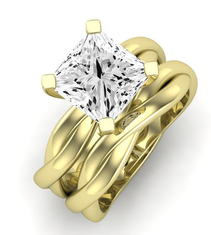 Baneberry Moissanite Matching Band Only (does Not Include Engagement Ring)  For Ring With Princess Center yellowgold