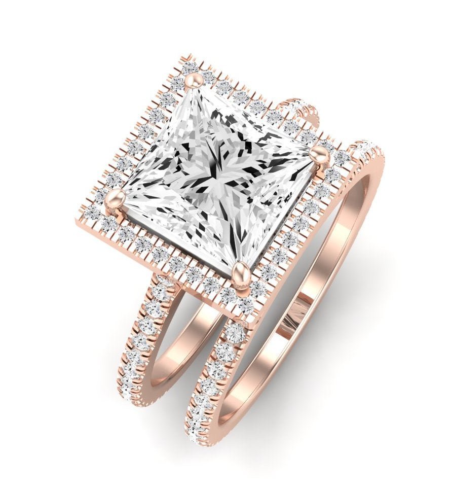Columbine Moissanite Matching Band Only (does Not Include Engagement Ring) For Ring With Princess Center rosegold