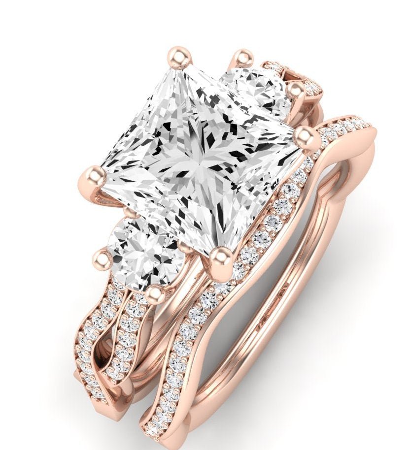Bottlebrush Moissanite Matching Band Only (does Not Include Engagement Ring) For Ring With Princess Center rosegold