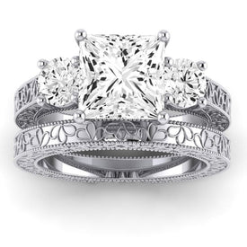 Belladonna Moissanite Matching Band Only (does Not Include Engagement Ring) For Ring With Princess Center whitegold