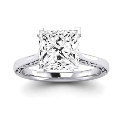 Astilbe Moissanite Matching Band Only (does Not Include Engagement Ring) For Ring With Princess Center whitegold