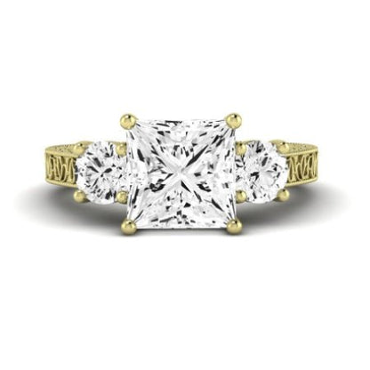 Belladonna Moissanite Matching Band Only (does Not Include Engagement Ring) For Ring With Princess Center yellowgold