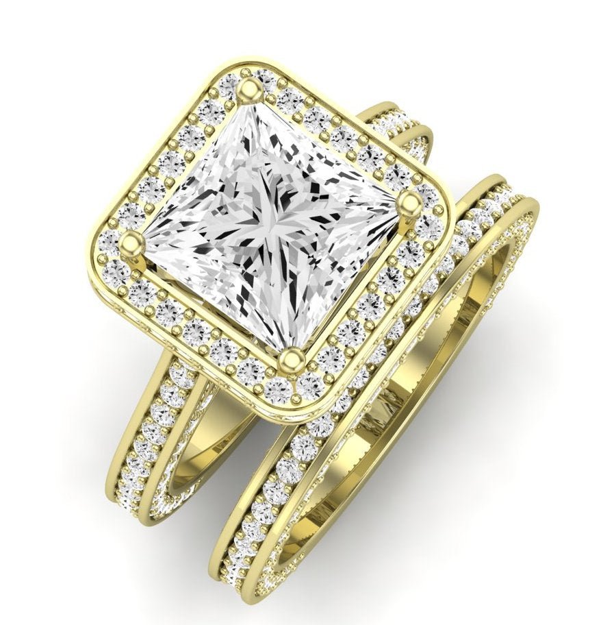 Buttercup Moissanite Matching Band Only (does Not Include Engagement Ring)  For Ring With Princess Center yellowgold