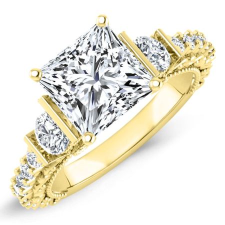 Belle Moissanite Matching Band Only (engagement Ring Not Included) For Ring With Princess Center yellowgold
