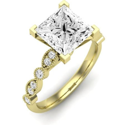 Marigold Moissanite Matching Band Only (does Not Include Engagement Ring) For Ring With Princess Center yellowgold
