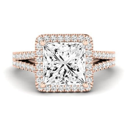 Silene Moissanite Matching Band Only ( Engagement Ring Not Included) For Ring With Princess Center rosegold