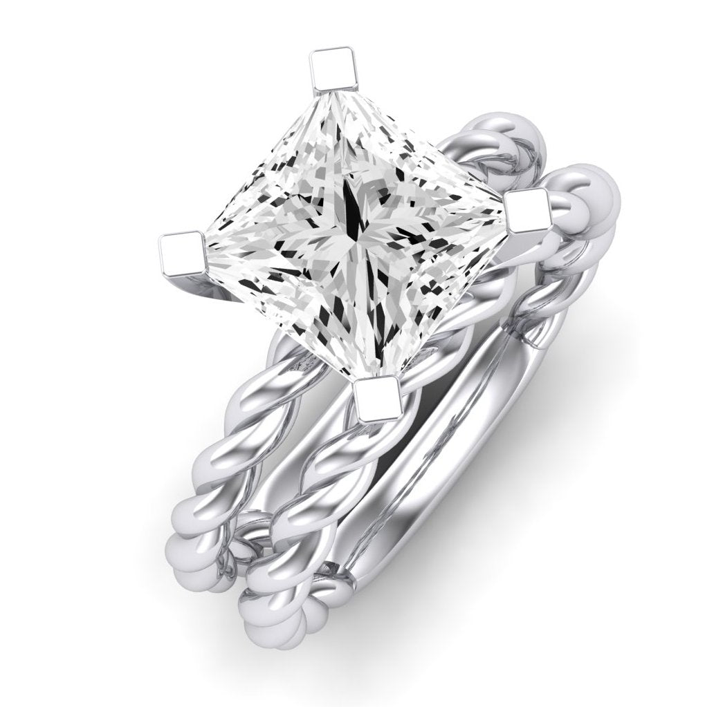 Balsam Moissanite Matching Band Only (does Not Include Engagement Ring) For Ring With Princess Center whitegold