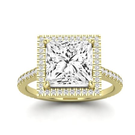 Columbine Moissanite Matching Band Only (does Not Include Engagement Ring) For Ring With Princess Center yellowgold