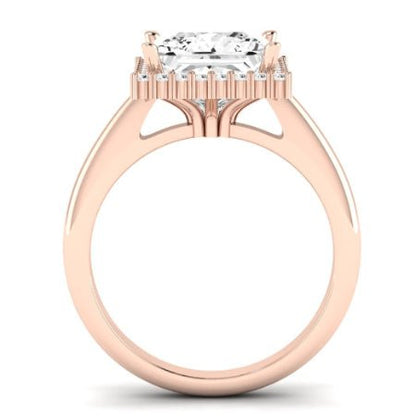 Calla Lily Moissanite Matching Band Only (does Not Include Engagement Ring) For Ring With Princess Center rosegold