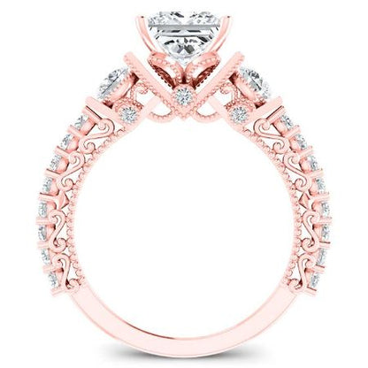 Belle Moissanite Matching Band Only (engagement Ring Not Included) For Ring With Princess Center rosegold