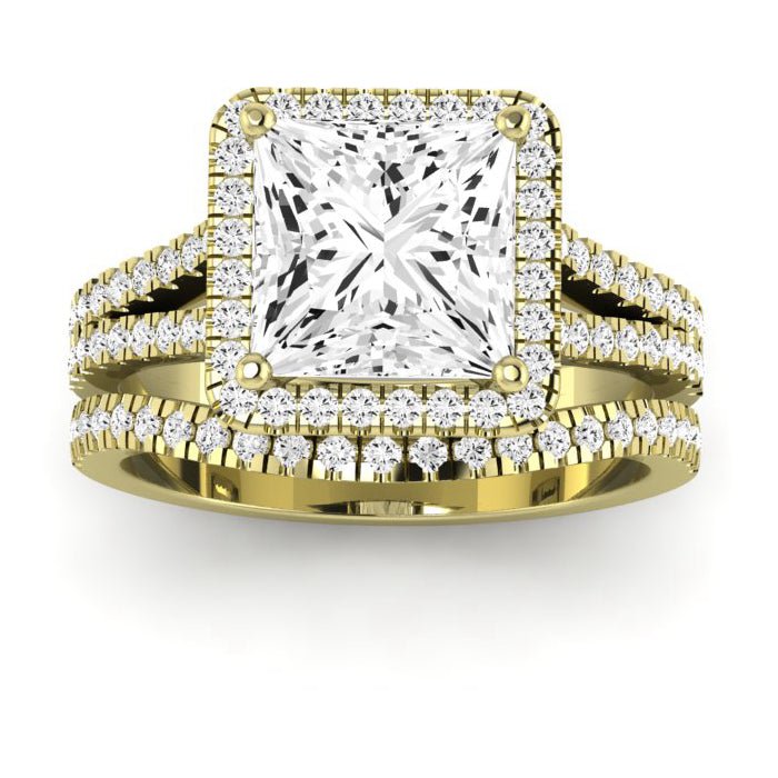 Silene Moissanite Matching Band Only ( Engagement Ring Not Included) For Ring With Princess Center yellowgold