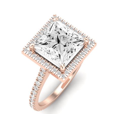 Columbine Moissanite Matching Band Only (does Not Include Engagement Ring) For Ring With Princess Center rosegold