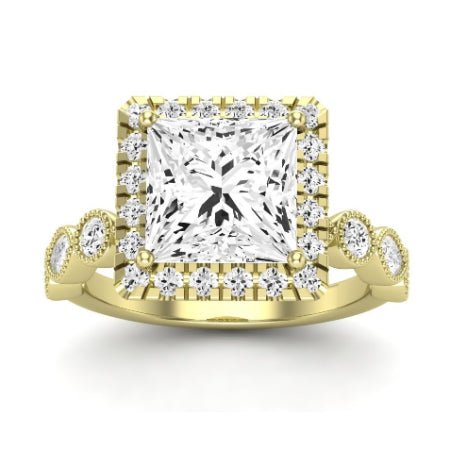 Aubretia Moissanite Matching Band Only (does Not Include Engagement Ring) For Ring With Princess Center yellowgold