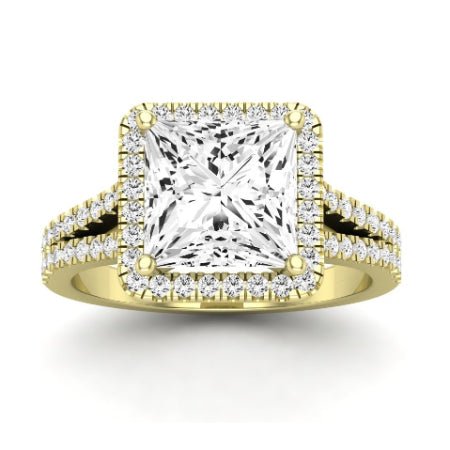 Silene Moissanite Matching Band Only ( Engagement Ring Not Included) For Ring With Princess Center yellowgold
