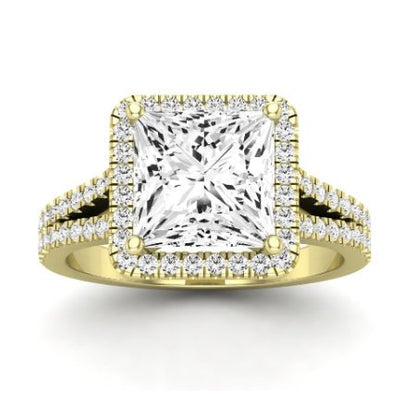 Silene Moissanite Matching Band Only ( Engagement Ring Not Included) For Ring With Princess Center yellowgold