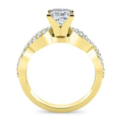 Camellia Moissanite Matching Band Only (engagement Ring Not Included) For Ring With Princess Center yellowgold