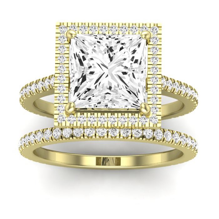 Columbine Moissanite Matching Band Only (does Not Include Engagement Ring) For Ring With Princess Center yellowgold