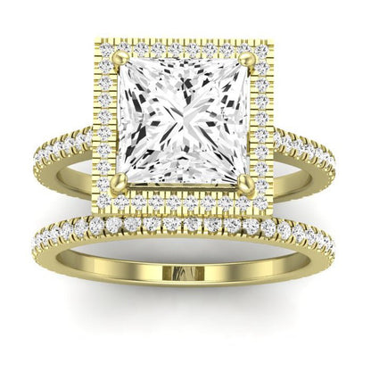 Columbine Moissanite Matching Band Only (does Not Include Engagement Ring) For Ring With Princess Center yellowgold