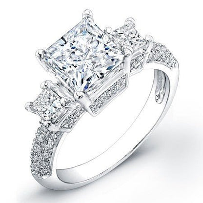 Daffodil Moissanite Matching Band Only (engagement Ring Not Included) For Ring With Princess Center whitegold