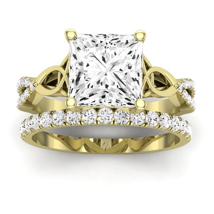 Pavonia Moissanite Matching Band Only (does Not Include Engagement Ring)  For Ring With Princess Center yellowgold