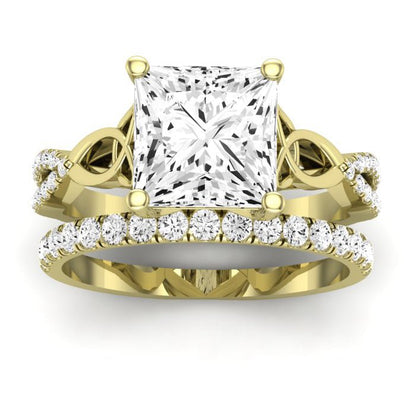 Pavonia Moissanite Matching Band Only (does Not Include Engagement Ring)  For Ring With Princess Center yellowgold