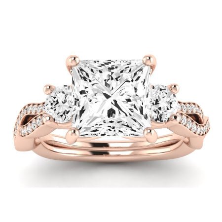 Bottlebrush Moissanite Matching Band Only (does Not Include Engagement Ring) For Ring With Princess Center rosegold