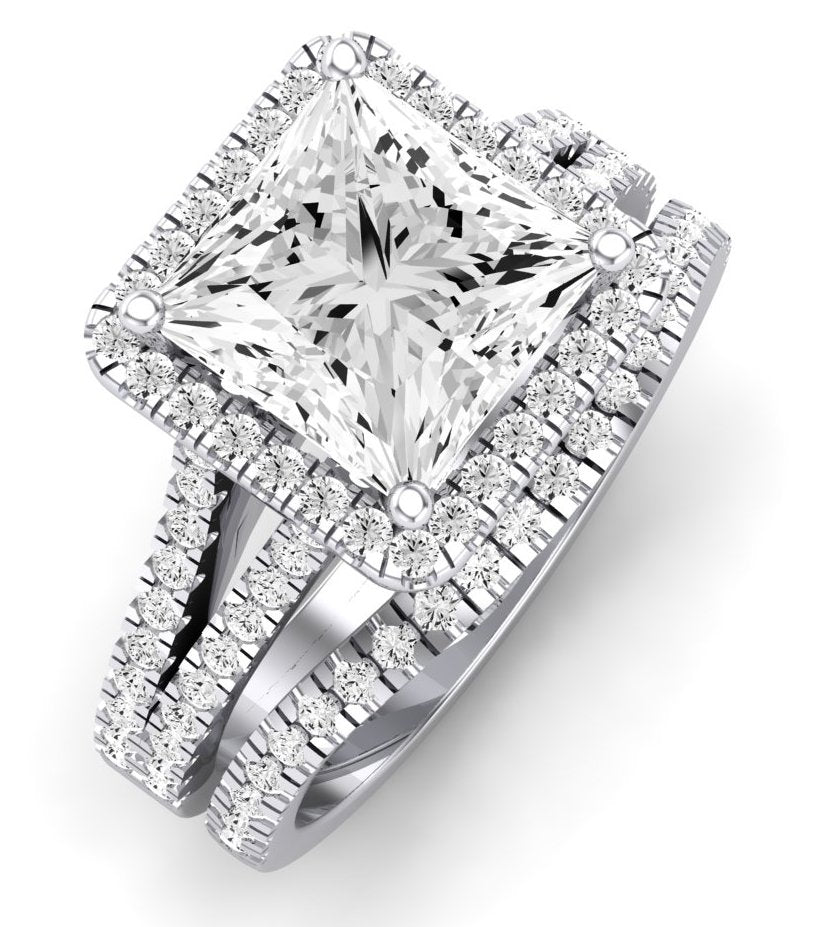 Silene Moissanite Matching Band Only ( Engagement Ring Not Included) For Ring With Princess Center whitegold