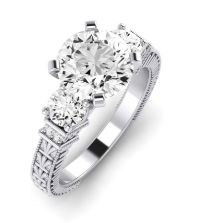 Angelonia Moissanite Matching Band Only (does Not Include Engagement Ring) For Ring With Round Center whitegold