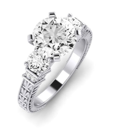 Angelonia Moissanite Matching Band Only (does Not Include Engagement Ring) For Ring With Round Center whitegold
