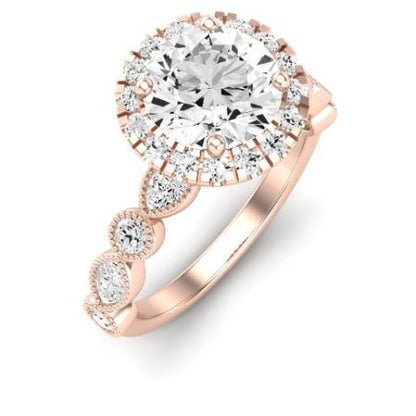 Aubretia Moissanite Matching Band Only (does Not Include Engagement Ring) For Ring With Round Center rosegold