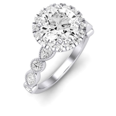 Aubretia Moissanite Matching Band Only (does Not Include Engagement Ring) For Ring With Round Center whitegold
