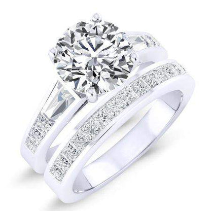 Bergamot Moissanite Matching Band Only (engagement Ring Not Included) For Ring With Round Center whitegold