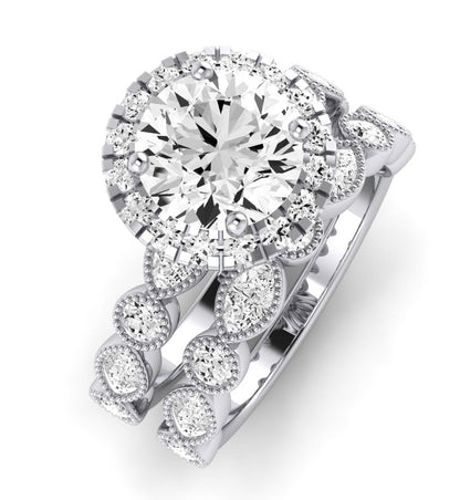 Aubretia Moissanite Matching Band Only (does Not Include Engagement Ring) For Ring With Round Center whitegold