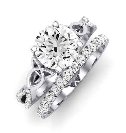 Pavonia Moissanite Matching Band Only (does Not Include Engagement Ring)  For Ring With Round Center whitegold