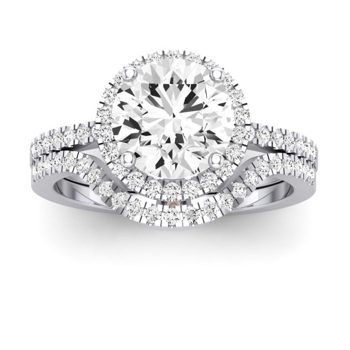 Bergenia Moissanite Matching Band Only (does Not Include Engagement Ring ) For Ring With Round Center whitegold