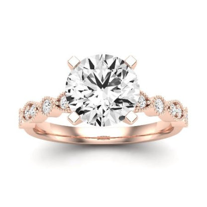 Marigold Moissanite Matching Band Only (does Not Include Engagement Ring) For Ring With Round Center rosegold