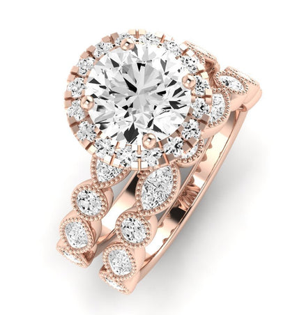 Aubretia Moissanite Matching Band Only (does Not Include Engagement Ring) For Ring With Round Center rosegold