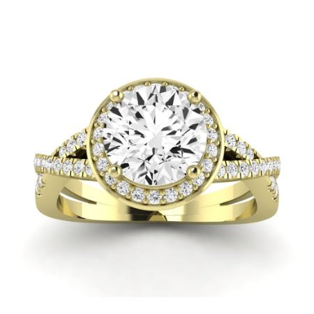 Moonflower Moissanite Matching Band Only (does Not Include Engagement Ring) For Ring With Round Center yellowgold