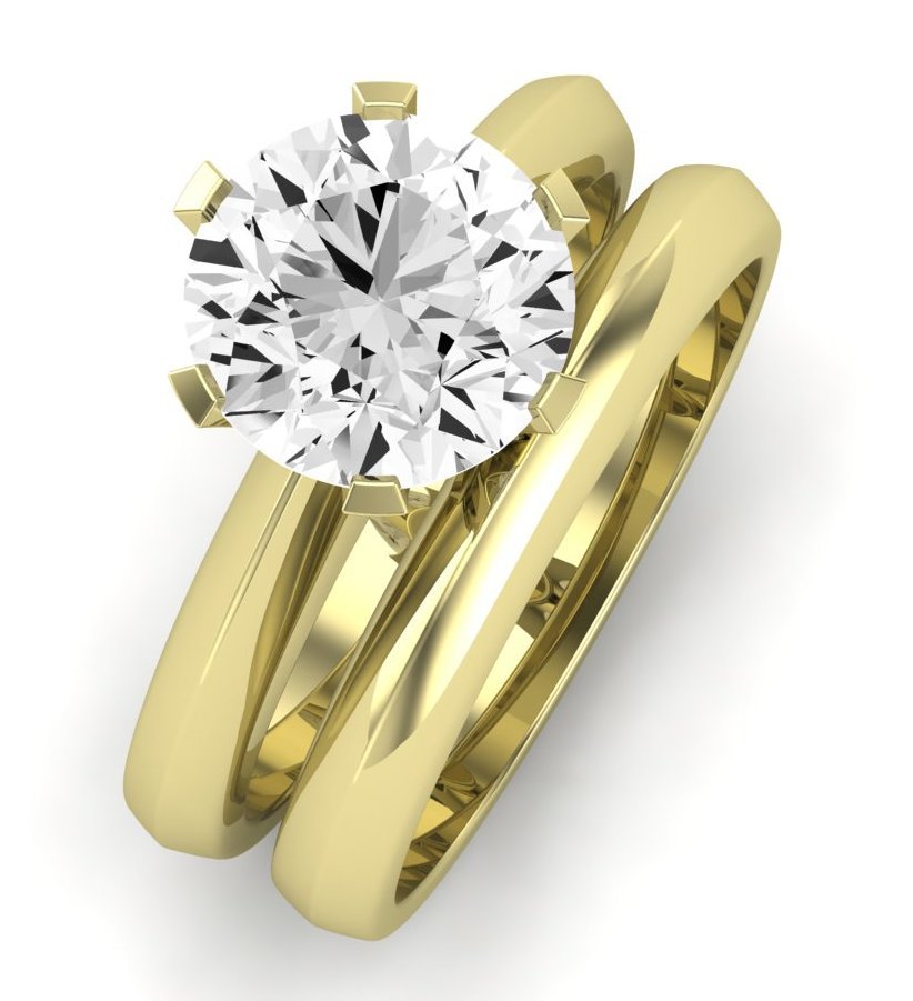 Senna Moissanite Matching Band Only (does Not Include Engagement Ring) For Ring With Round Center yellowgold