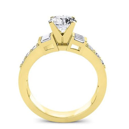 Daisy Moissanite Matching Band Only (engagement Ring Not Included) For Ring With Round Center yellowgold