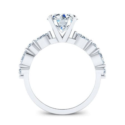 Redbud Moissanite Matching Band Only (engagement Ring Not Included) For Ring With Round Center whitegold