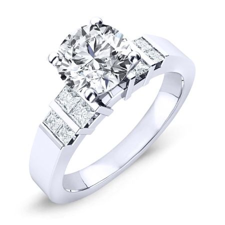 Carnation Moissanite Matching Band Only (engagement Ring Not Included) For Ring With Round Center whitegold